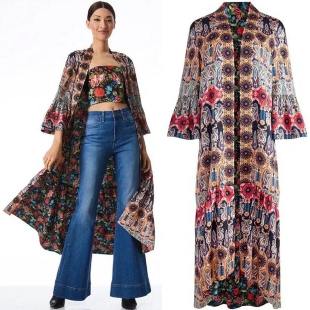 Alice + Olivia Dottie Reversible Kimono‎ Tangerine Combo Size Medium/Large